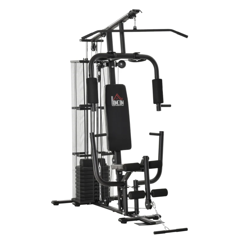 HOMCOM Stazione Fitness Palestra Multifunzione per Allenamento a Casa e Professionale, Acciaio 150x110x210cm Nero