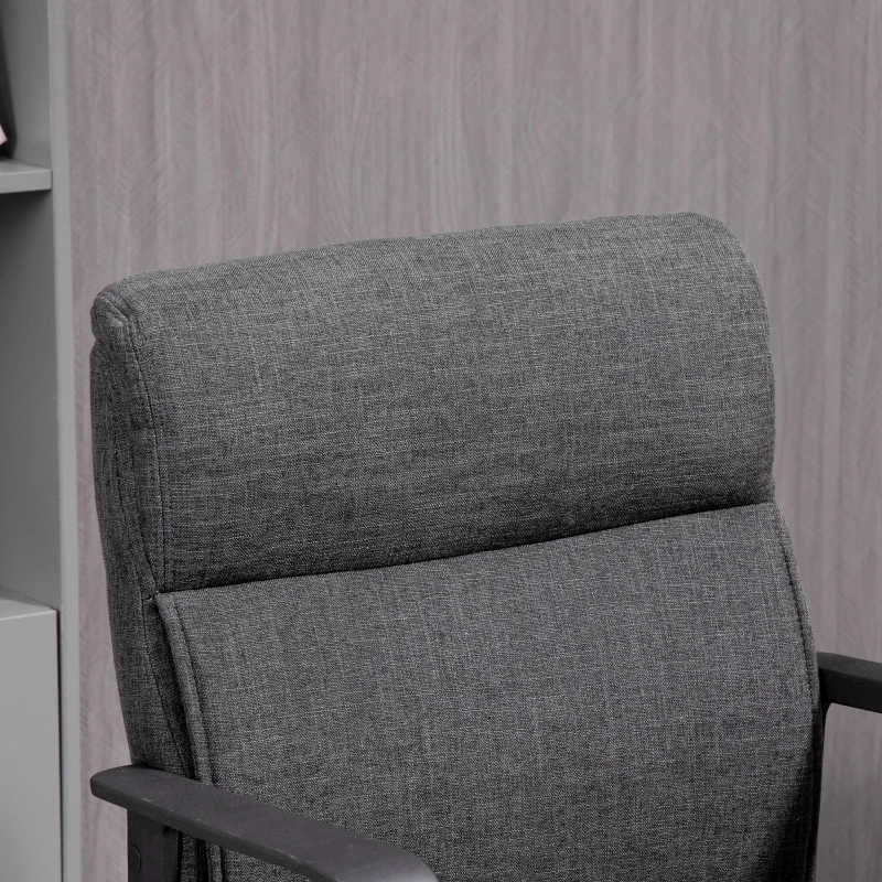 Vinsetto Chaise de bureau ergonomique fauteuil de bureau siège de bureau en toile avec accoudoir hauteur réglable pivotant à 360°  lin gris et piètement noir