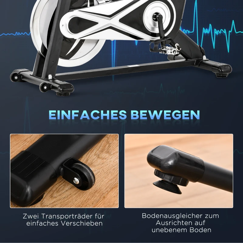 Trenażer rowerowy domowy rower treningowy bezstopniowy z wyświetlaczem LCD i kołem zamachowym 13 kg stal