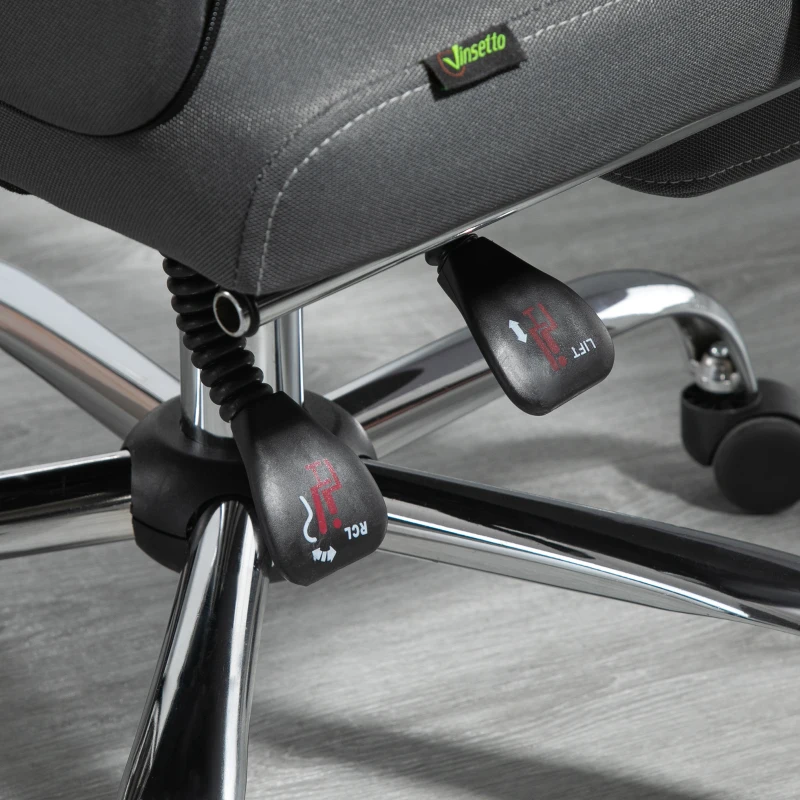 HOMCOM Fauteuil de bureau manager chaise de bureau dossier inclinable hauteur réglable roulettes pivotantes repose-pied appui-tête polyester gris