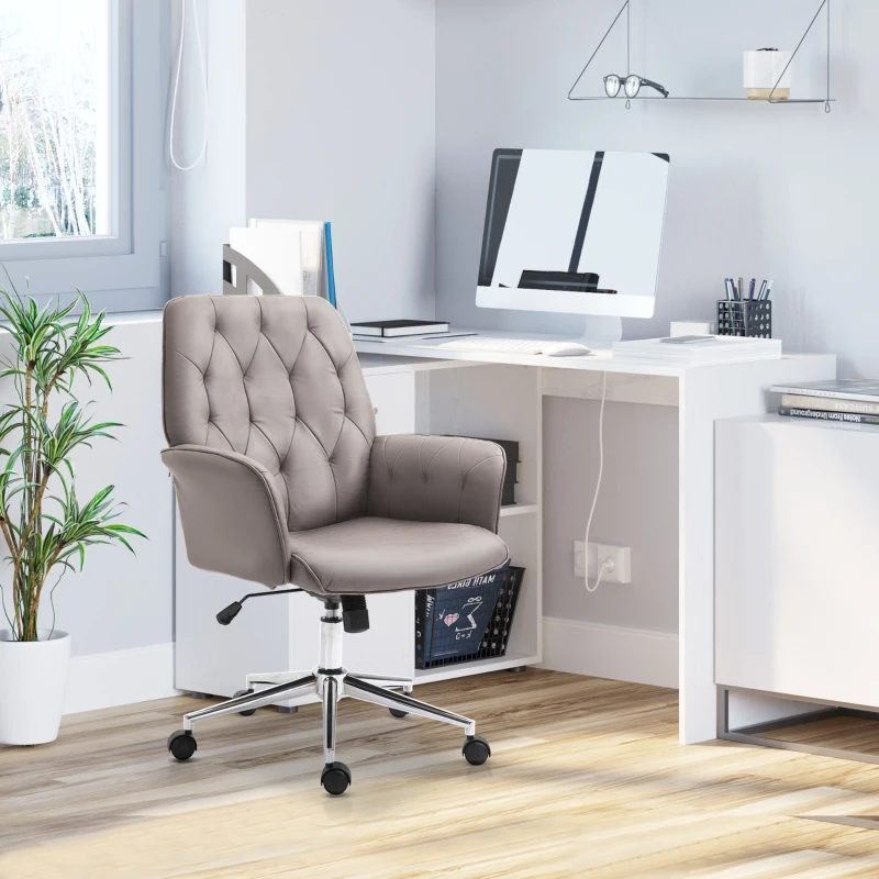 Vinsetto Swivel Desk Chair, On Wheels 360° Swivel, Adjustable Height Grey
