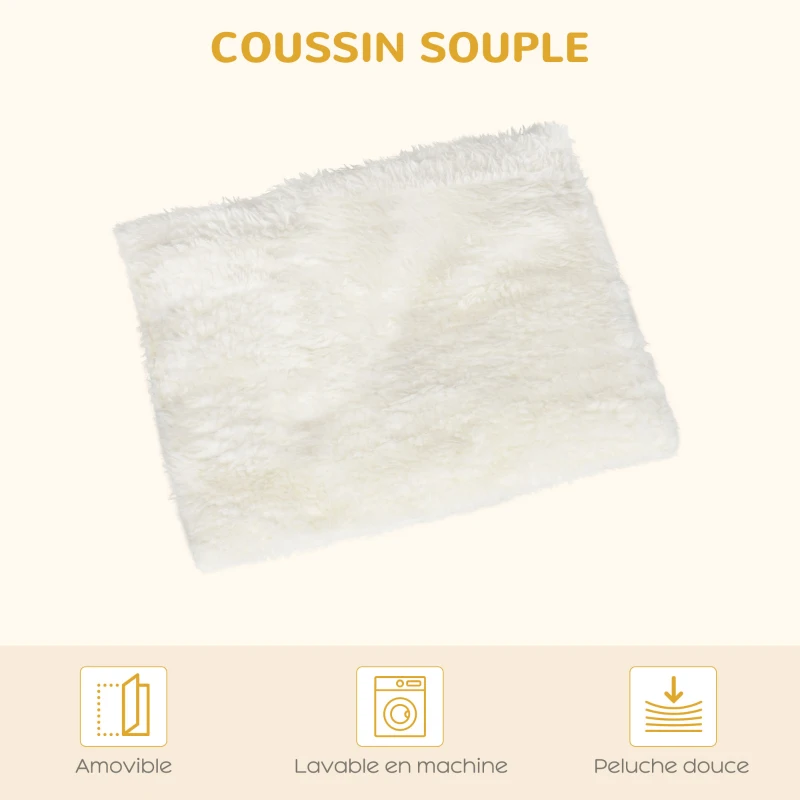 PawHut Maison niche pour chat design scandinave - coussin grand confort amovible inclus - 49,5 x 38,5 x 43,5 cm - aspect bois, beige