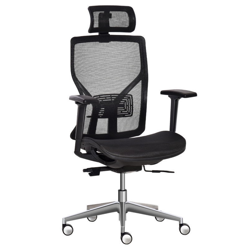 Fauteuil de bureau manager inclinable tissu maille noir