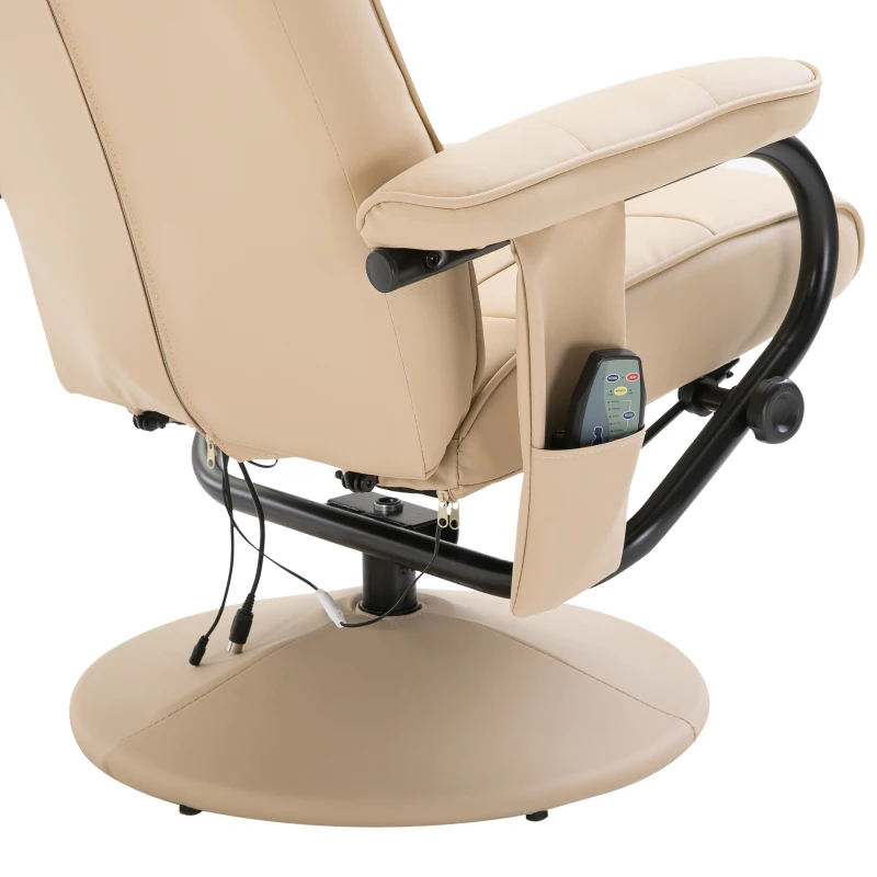 HOMCOM Fauteuil de Massage Vibration Electrique Relaxation avec Chauffage Beige