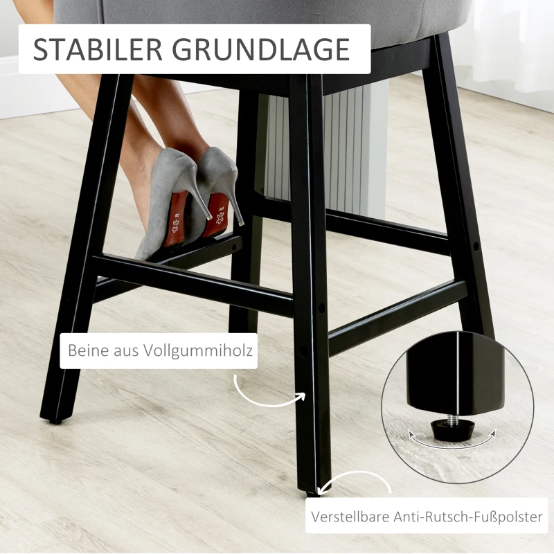 HOMCOM Sitzhocker, Barhocker, drehbar, eleganter Bezug, weiches Polster, Fußstütze, Kauschukholz, 60 x 60 x 112 cm