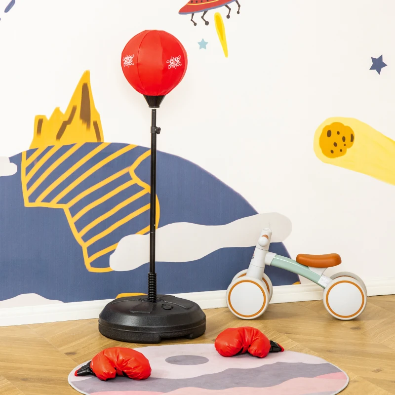 HOMCOM Kids Punching Bag with Stand, Free Standing Boxing Bag Set, Speed Bag with Speedball Adjustable Height from 122cm to 154cm