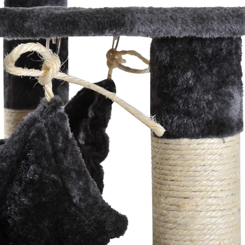 PawHut Ansamblu pentru Pisici cu 4 Niveluri din Plus Sisal Natural Gri 40x40x132cm