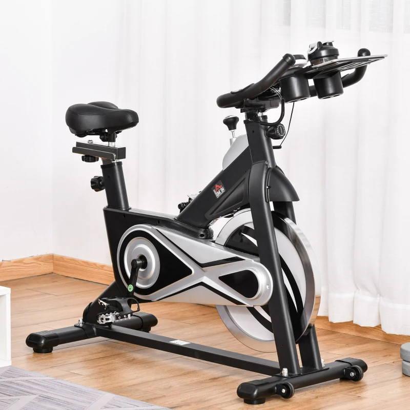 Trenażer rowerowy domowy rower treningowy bezstopniowy z wyświetlaczem LCD i kołem zamachowym 13 kg stal