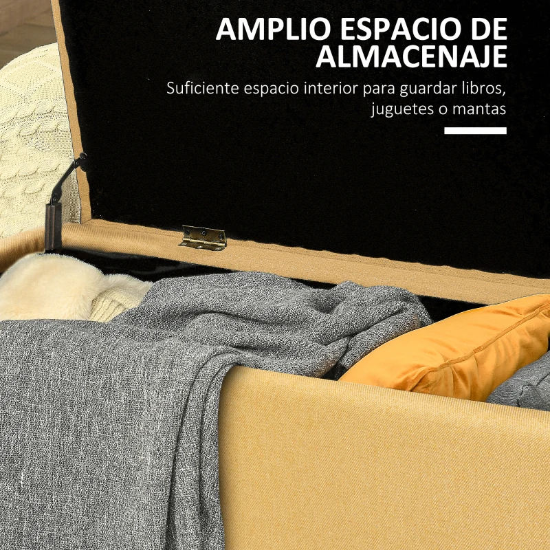 HOMCOM Banco de Almacenamiento con Tapa Abatible y Patas de Acero para Dormitorio Salón Entrada 101x38,5x44,5cm Amarillo