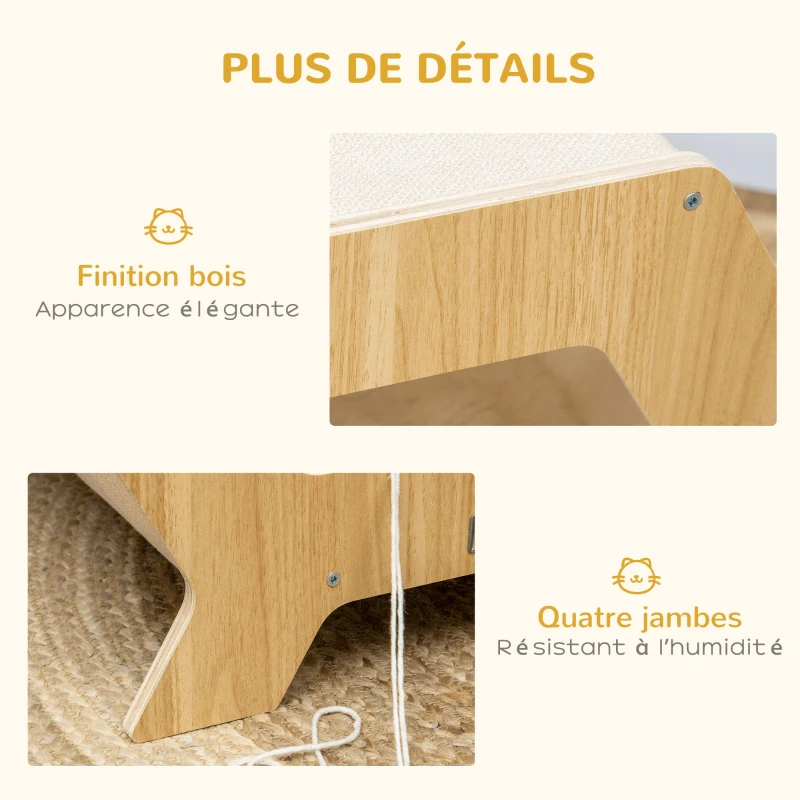 PawHut Maison niche pour chat design scandinave - coussin grand confort amovible inclus - 49,5 x 38,5 x 43,5 cm - aspect bois, beige