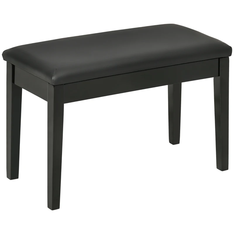 HOMCOM Tabouret De Piano En Bois Massif - Assise Rembourrée Noir - 150kg Max