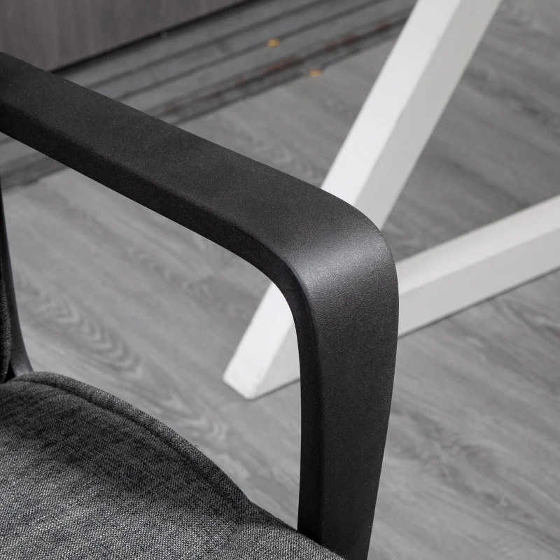 Vinsetto Chaise de bureau ergonomique fauteuil de bureau siège de bureau en toile avec accoudoir hauteur réglable pivotant à 360°  lin gris et piètement noir