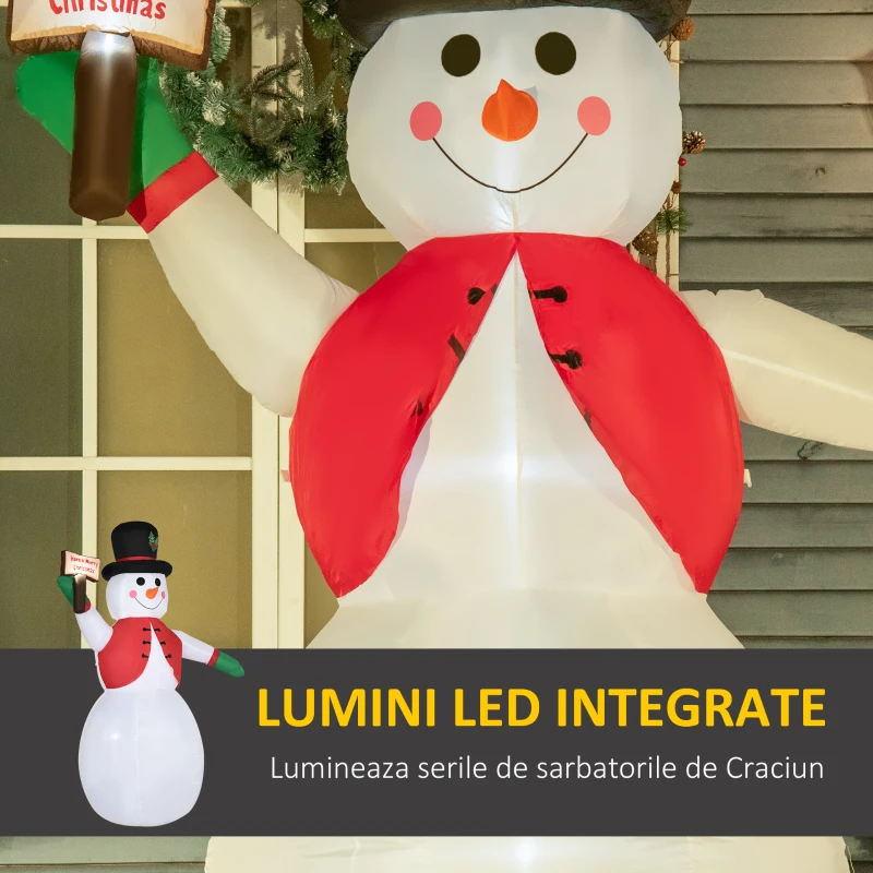 HOMCOM Decoratiune Om de zapada gonflabil de 242 cm cu 4 Lumini LED, IP44 impermeabil