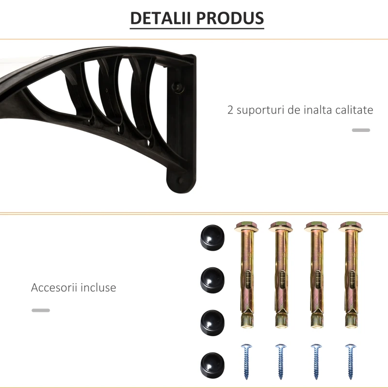 Outsunny Copertina 100×80 cm – Policarbonat Anti-UV pentru Usi si Ferestre(m-5)