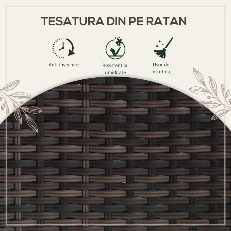 Outsunny Set masa si scaune 5 piese din rattan PE pentru exterior, cotiere din rachita, pentru terasa