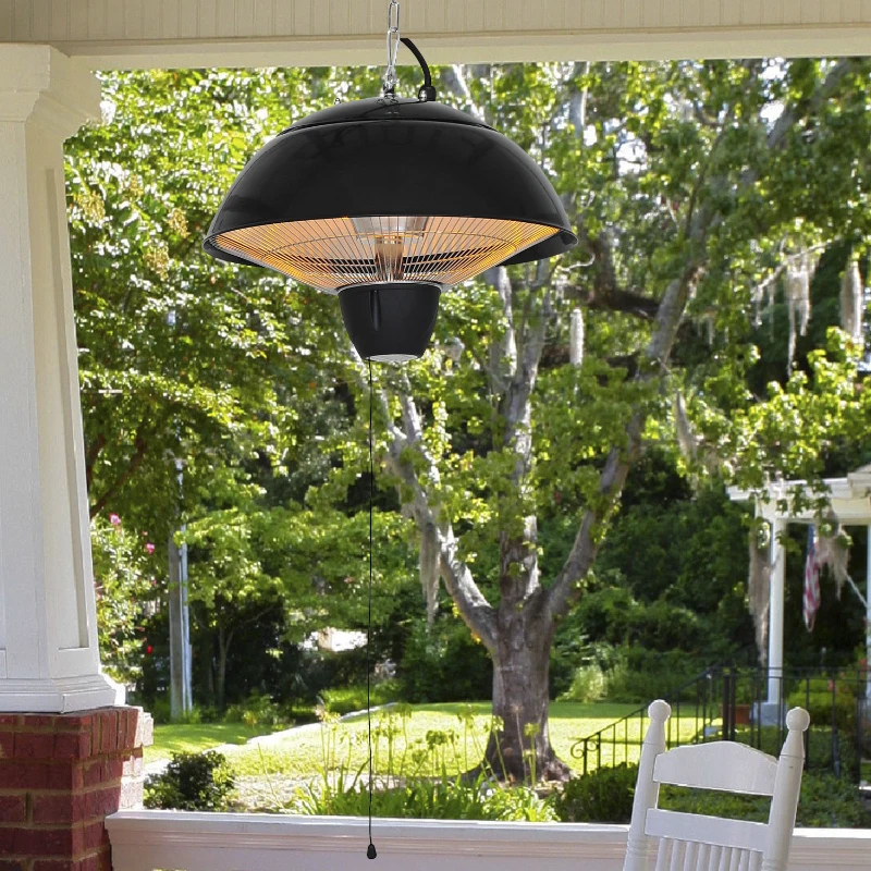 Outsunny Elektrische tuinverwarmer terrasverwarmer plafondverwarming 1500 W trekkoord