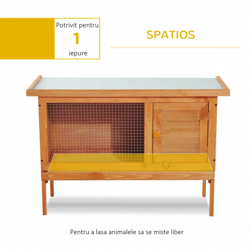 PawHut cusca exterior, pentru iepuri, din lemn, 90x45x65cm