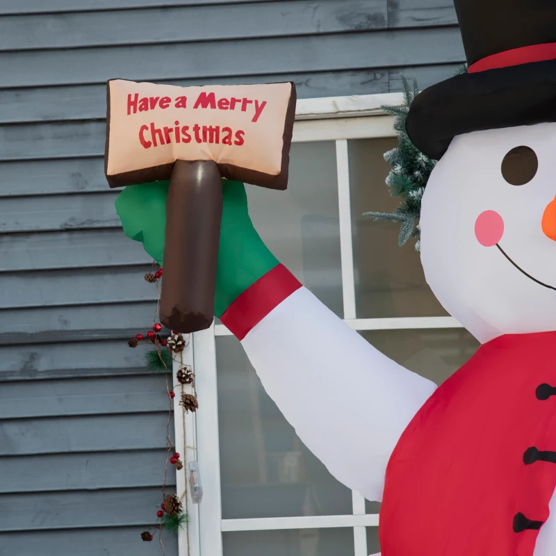 HOMCOM Decoratiune Om de zapada gonflabil de 242 cm cu 4 Lumini LED, IP44 impermeabil