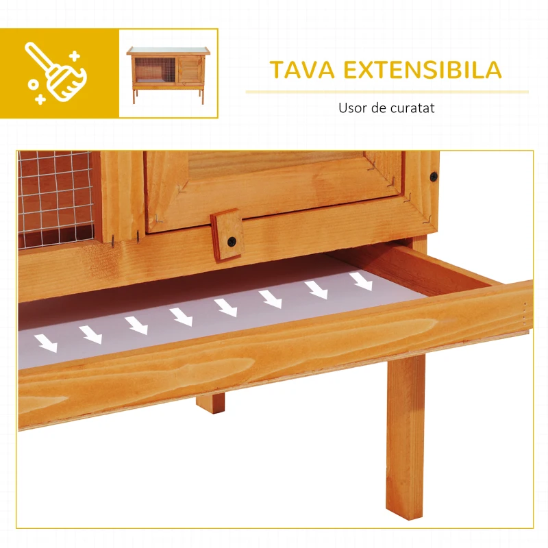 PawHut cusca exterior, pentru iepuri, din lemn, 90x45x65cm