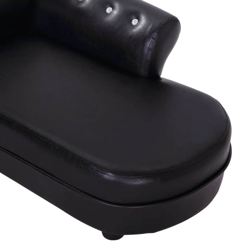 PawHut Divano Chaise Longue Elegante Imbottito Portata 10kg Animali Domestici 82.5 × 45 × 41.5cm Nero