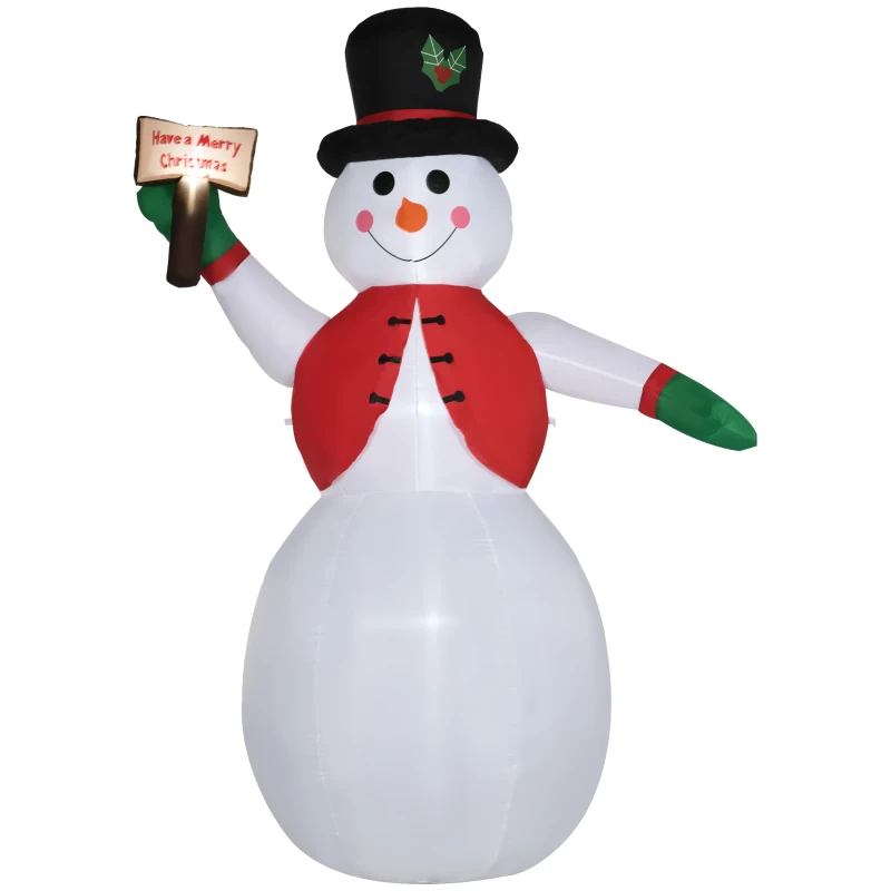 HOMCOM Decoratiune Om de zapada gonflabil de 242 cm cu 4 Lumini LED, IP44 impermeabil