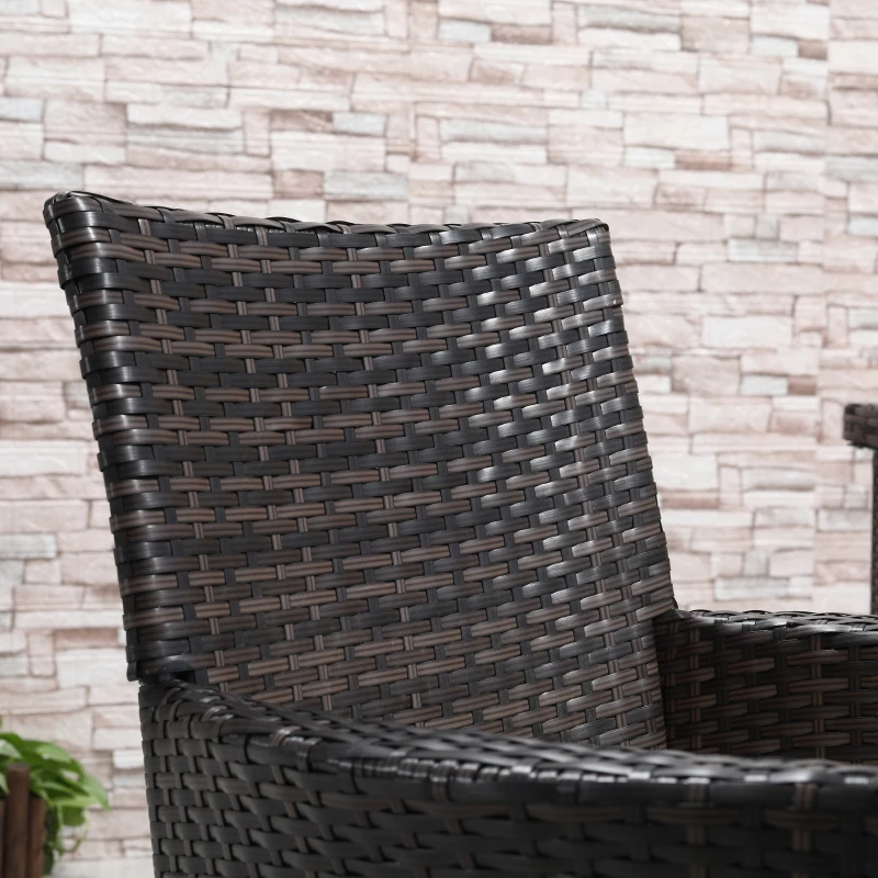 Outsunny Set masa si scaune 5 piese din rattan PE pentru exterior, cotiere din rachita, pentru terasa