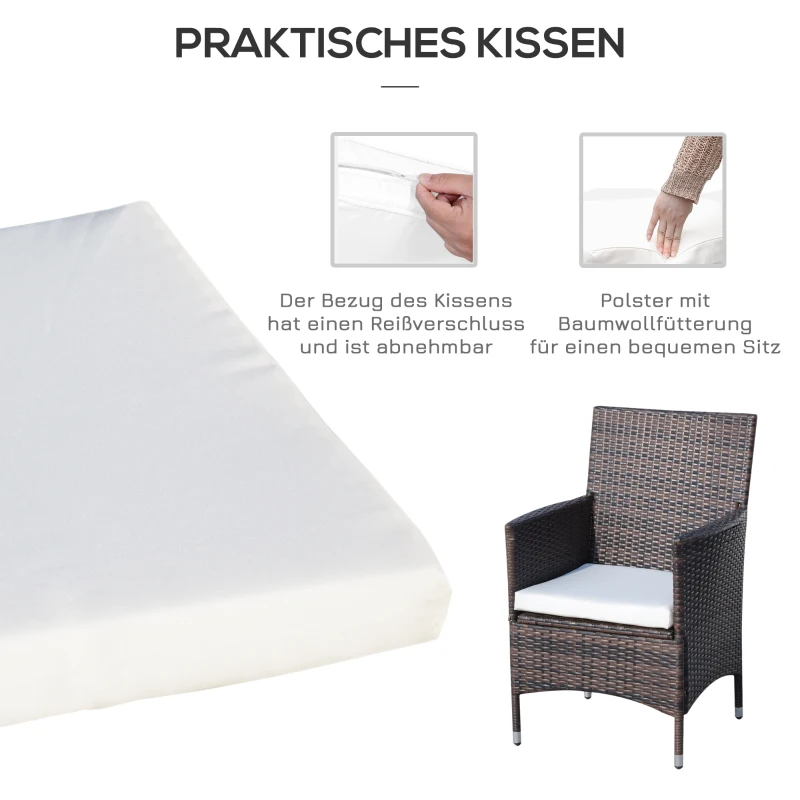 Outsunny 3-delige zitgroep voor in de tuin, rotan tuinset, poly-rotan, bruin