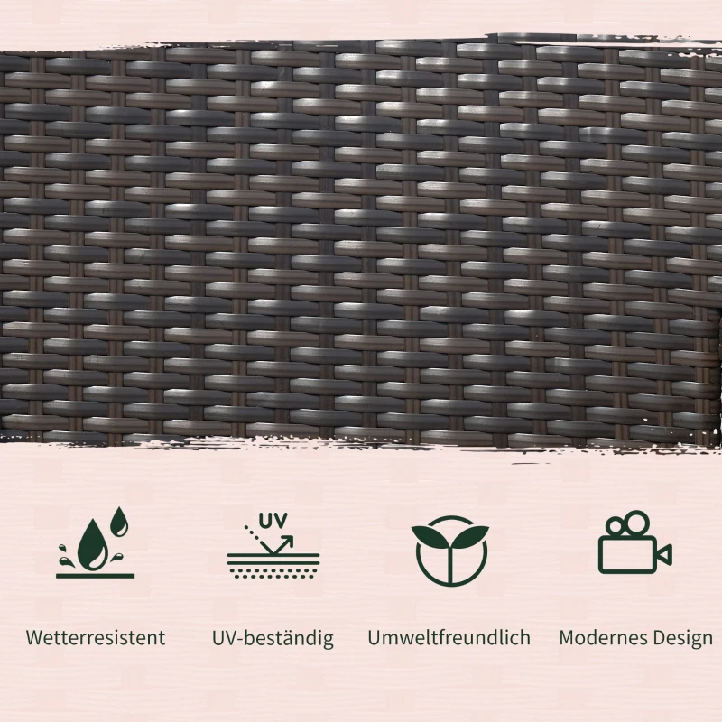 Outsunny Poly-rotan tuinbank met tafel tuinbank bank 2-zits staal bruin