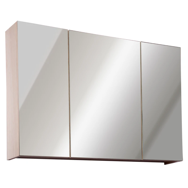 kleankin Spiegelschrank Badschrank Spiegel Wandschrank Badhängeschrank Weißeiche B90 x H60 x D13,5 cm