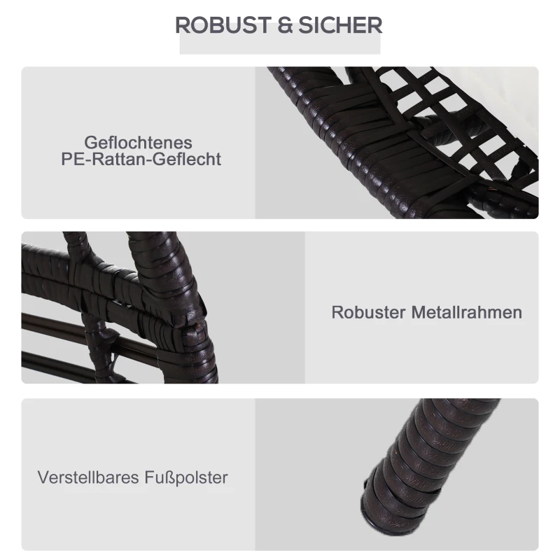 Outsunny rotan fauteuil in druppelvorm 101 cm x 89 cm x 156 cm