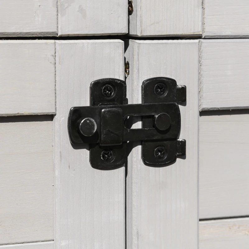 Outsunny Gartenschrank Holz Geräteschuppen Gerätehaus Gartenhaus mit Regalböden Asphaltdach Hellgrau 90 x 63 x 200 cm