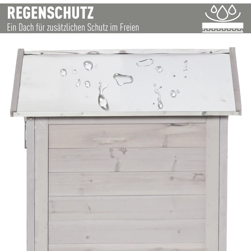 Outsunny Gartenschrank Holz Geräteschuppen Gerätehaus Gartenhaus mit Regalböden Asphaltdach Hellgrau 90 x 63 x 200 cm