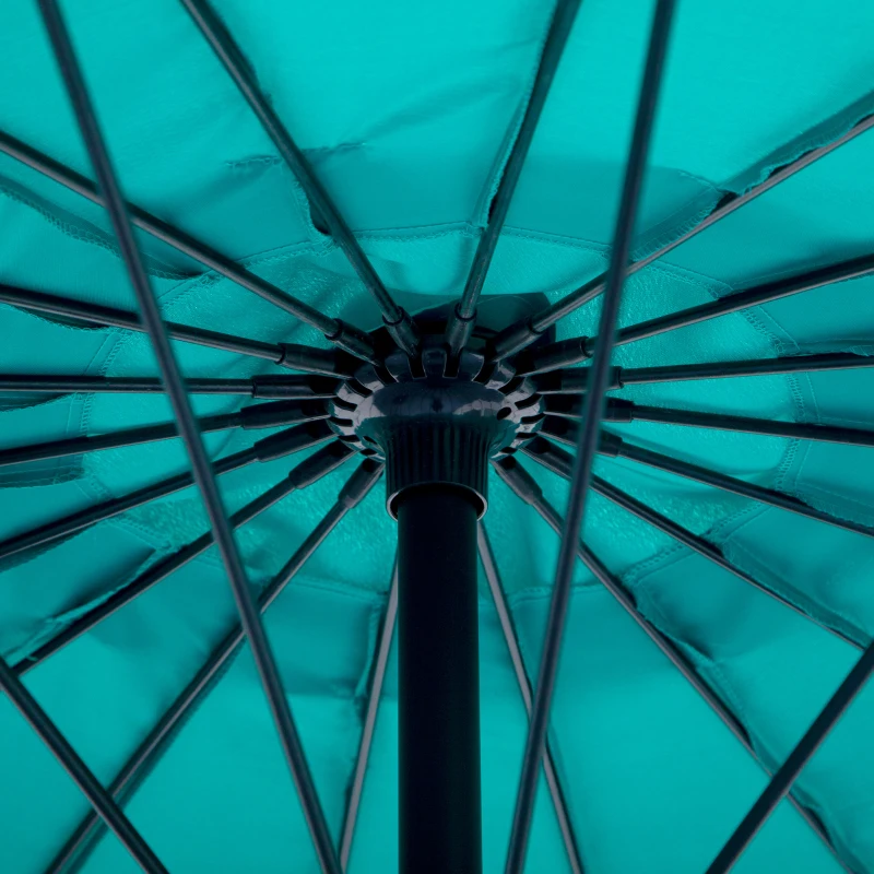 Outsunny 3(m) Cantilever Umbrella 18 Ribs & Vents Adjustable Angle for Patio Green