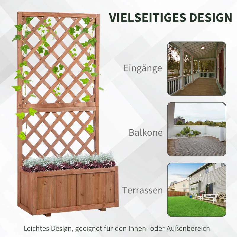 Outsunny® plantenbak met klimplantrooster vurenhout latwerk plantenrooster