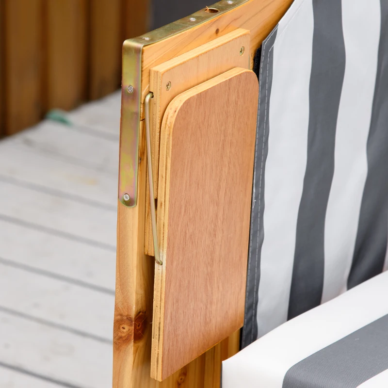Outsunny strandstoel dubbele ligstoel met opklapbare daktafel grijs
