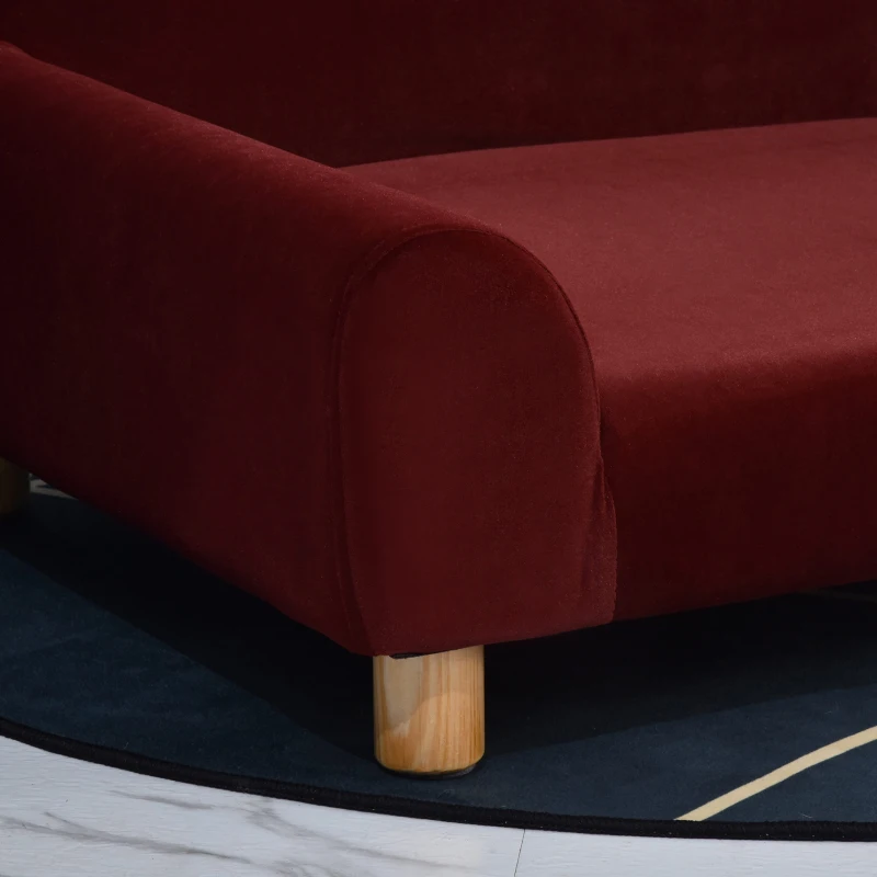 Sofa dla psa z uszami legowisko dla psa sofa dla kota z aksamitnym obiciem drewnianymi nogami