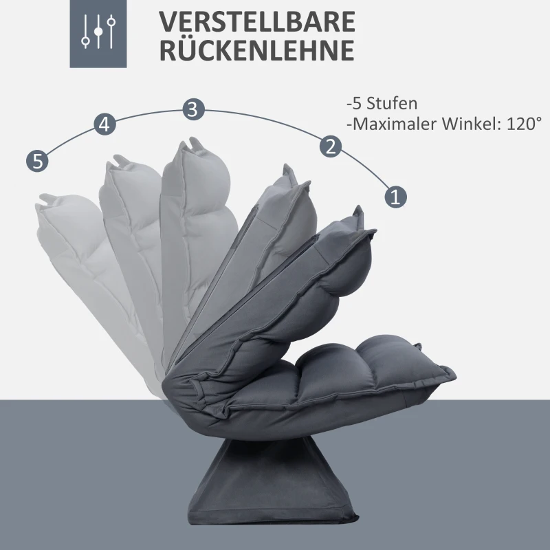 HOMCOM fauteuil, draaibare zitting, verstelbare rugleuning, zachte bekleding, ademende hoes, donkergrijs, 62 x 62 x 95 cm