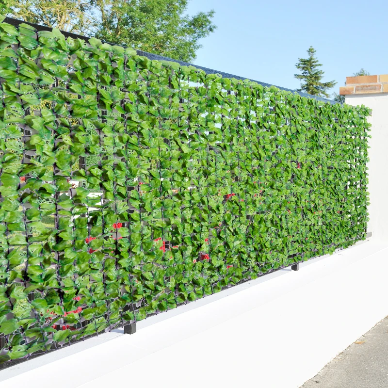 Outsunny Kunsthaag wanddecoratie privacy haag planten haag lichtgroen