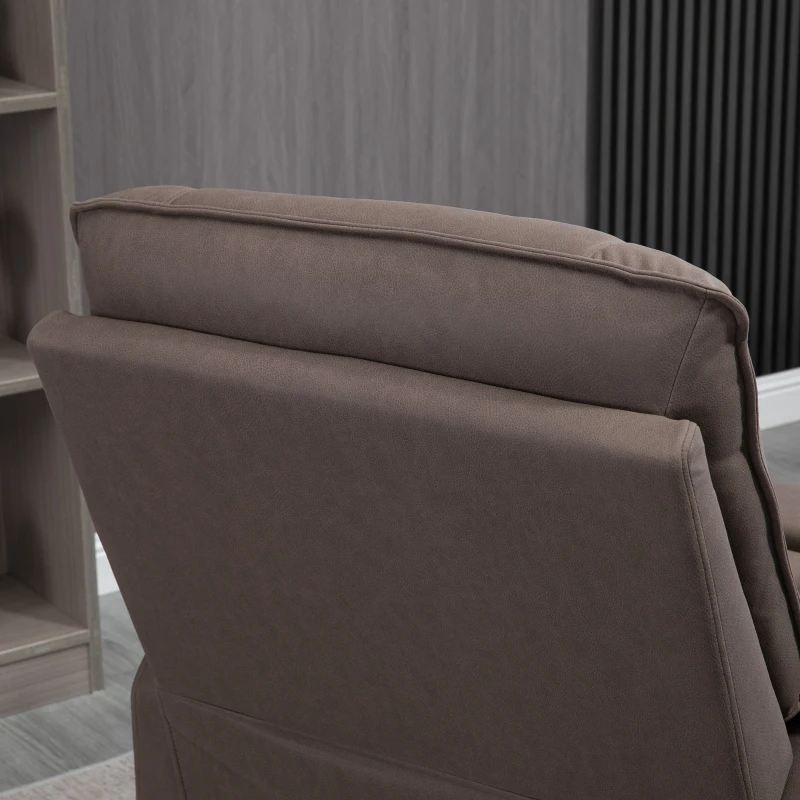 HOMCOM Relaxsessel Liegefunktion 135° neigbar, Wippfunktion, Fußstütze 82 cm x 95 cm x 98 cm Mikrofaserstoff Braun