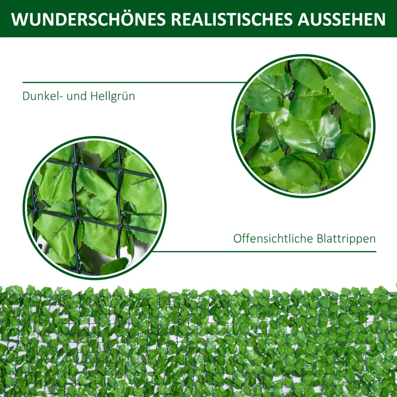 Outsunny Kunsthaag wanddecoratie privacy haag planten haag lichtgroen