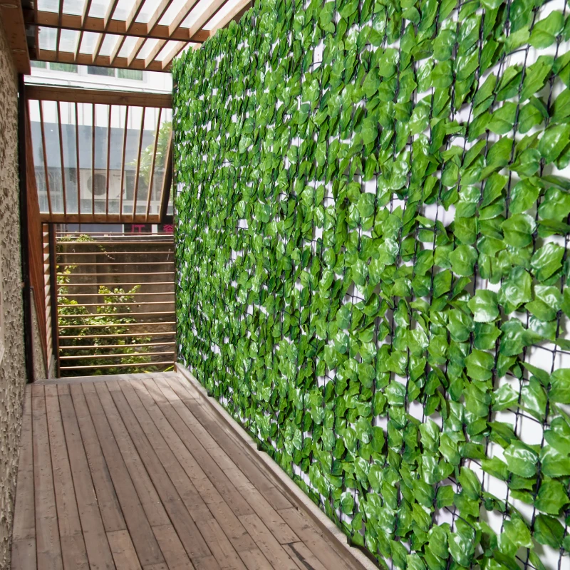Outsunny Kunsthaag wanddecoratie privacy haag planten haag lichtgroen