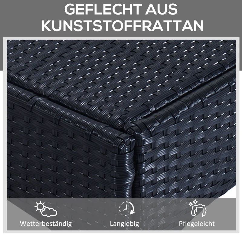 Outsunny® ligstoel tafel set van 3 tuinmeubelen ligbank voor buiten poly-rotan + metaal zwart