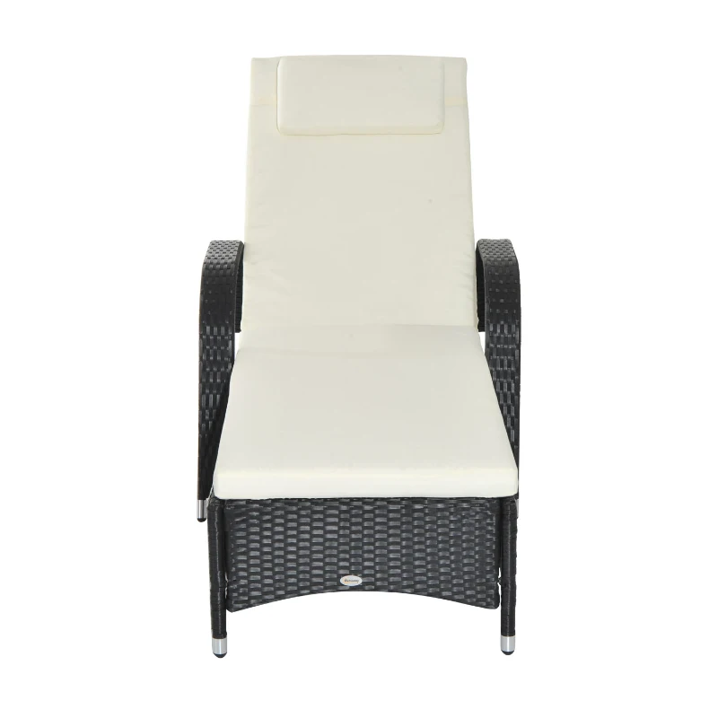 Outsunny mobilny leżak ogrodowy leżak leżak rattanowy mebel ogrodowy czarny