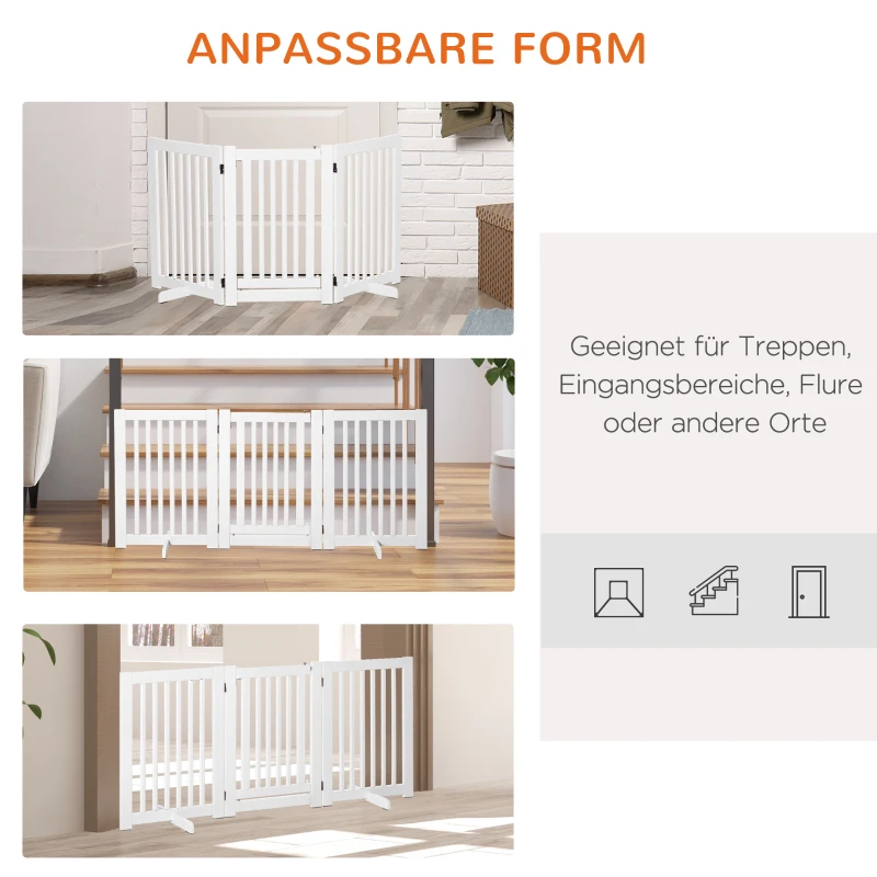 PawHut Afschermhek voor honden deurafscherming veiligheidshek MDF wit