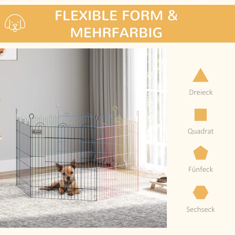 PawHut Puppy-uitloop voor huisdieren 6 stuks puppy hek box buiten ren metaal
