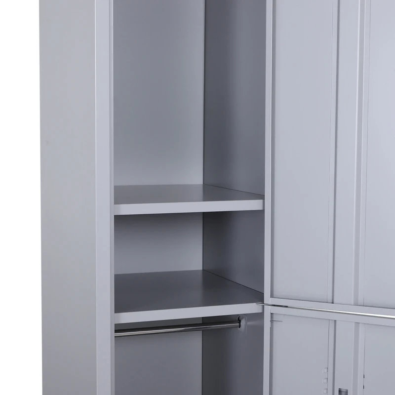 Vinsetto 1.8m Lockable Office Cabinet Storage Cold Rolled Steel w/ Shelves Grey