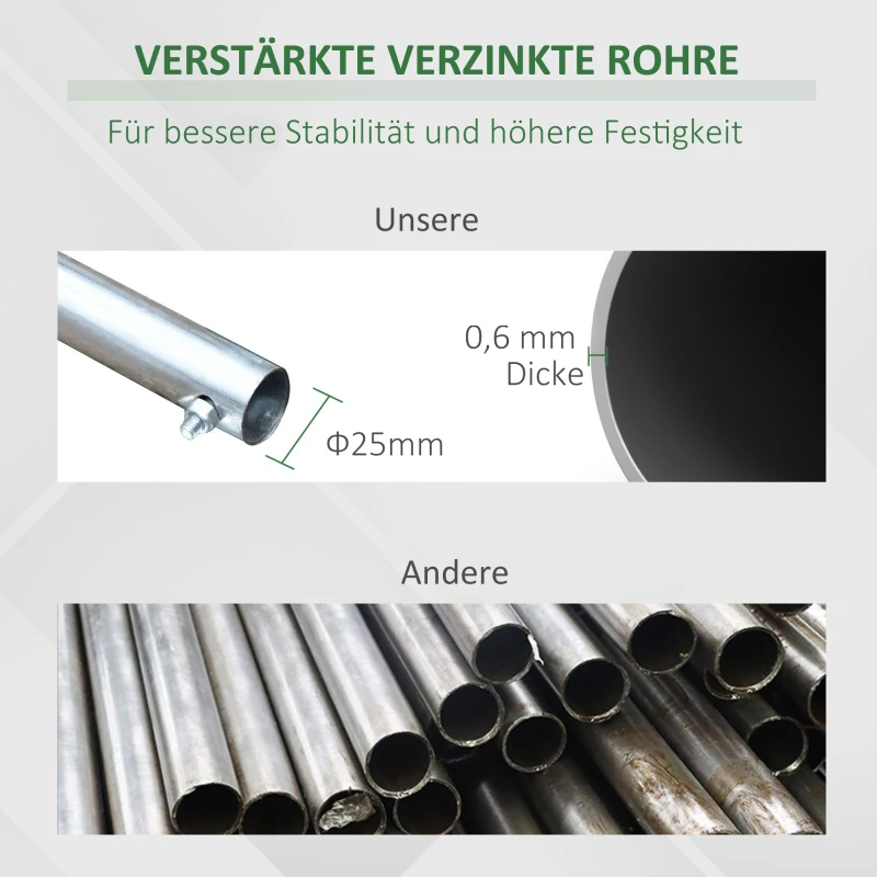 Outsunny Foliengewächshaus begehbares Gewächshaus 570 x 292 x 195 cm Gartentunnel Folientunnel Tunnelgewächshaus Treibhaus Garten Metall Weiß