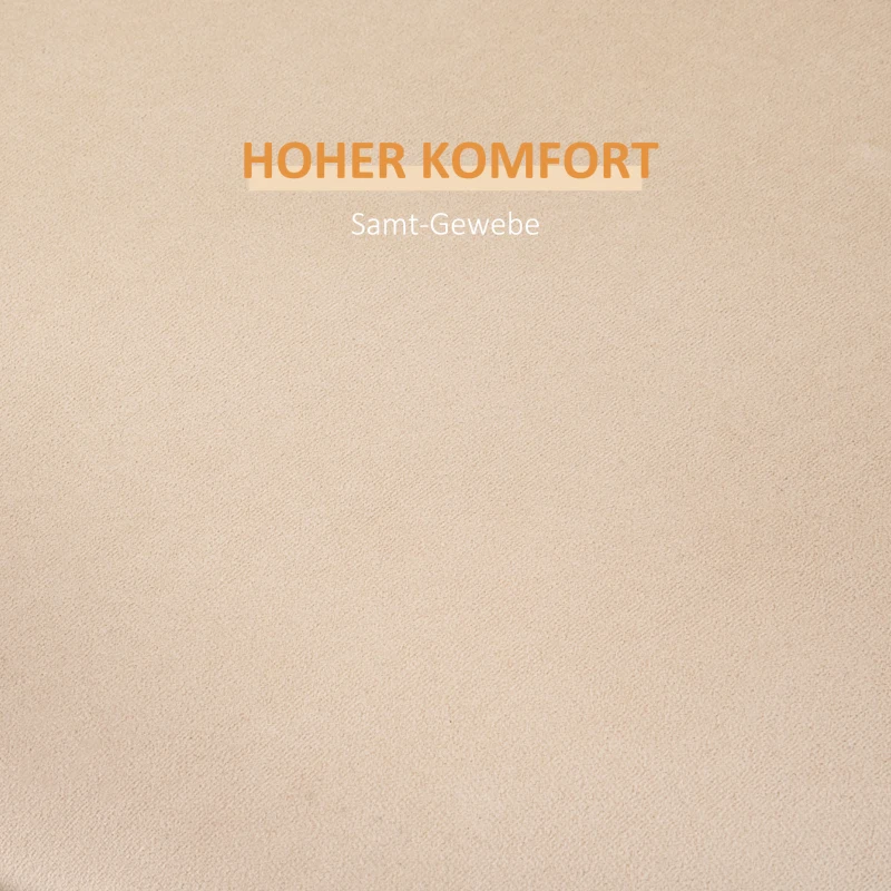 HOMCOM 2-w-1 Podnóżek w Wykończeniu Aksamitu z Przechowywaniem i Zdejmowaną Pokrywą Φ44 cm x 47,5 cm Beżowy