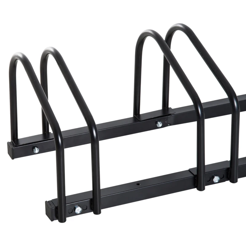 HOMCOM 4-Bike Floor Parking Stand Parking Rack, 95Lx33Wx27H cm, Steel-Black