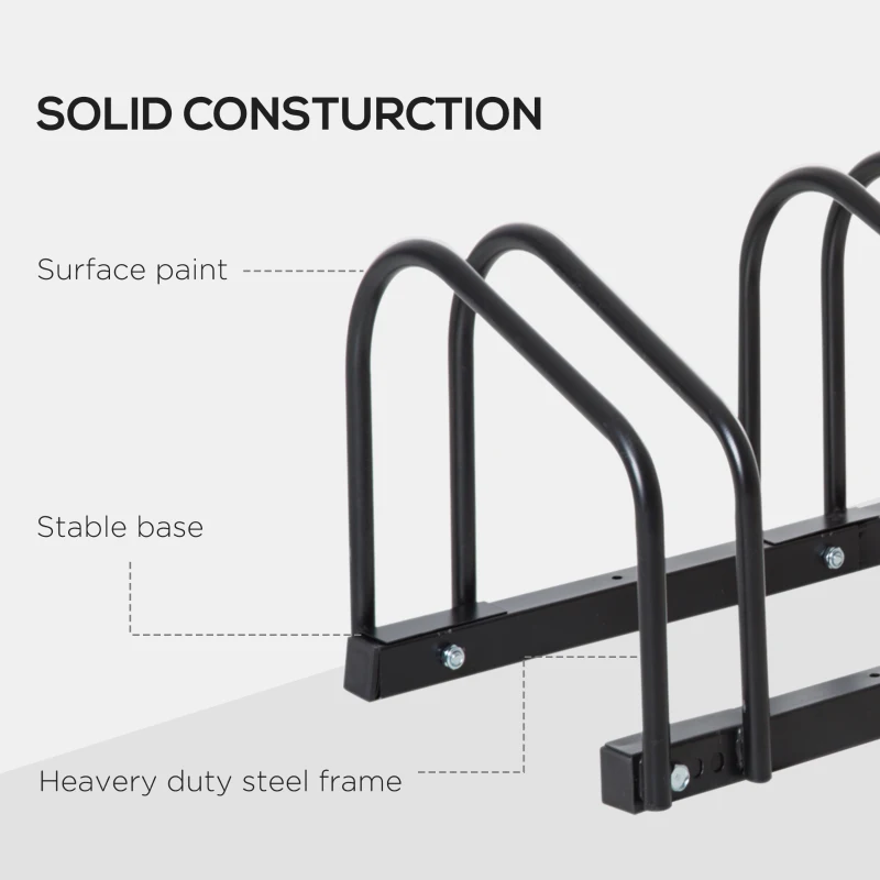 HOMCOM 4-Bike Floor Parking Stand Parking Rack, 95Lx33Wx27H cm, Steel-Black